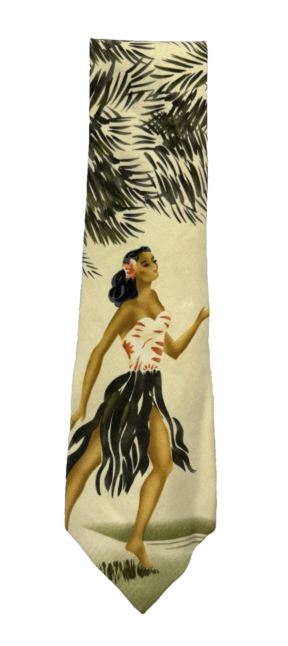 Tommy Bahama silk Tie Exotic Hula Girl vintage style Vacation